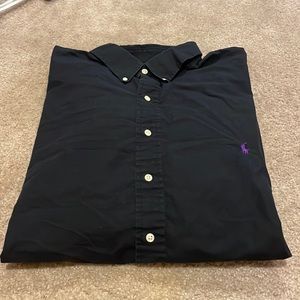 5XB Ralph Lauren classic Black long sleeved button up with purple horse